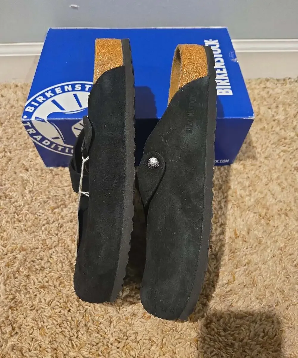 ** New Birkenstock black suede boston bs size 45 m 12 soft bed